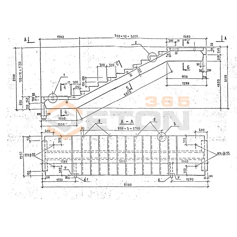 Лестничные марш-площадки Серия 1.258 КЛ-2 ЛМР 58-14-17-5 т