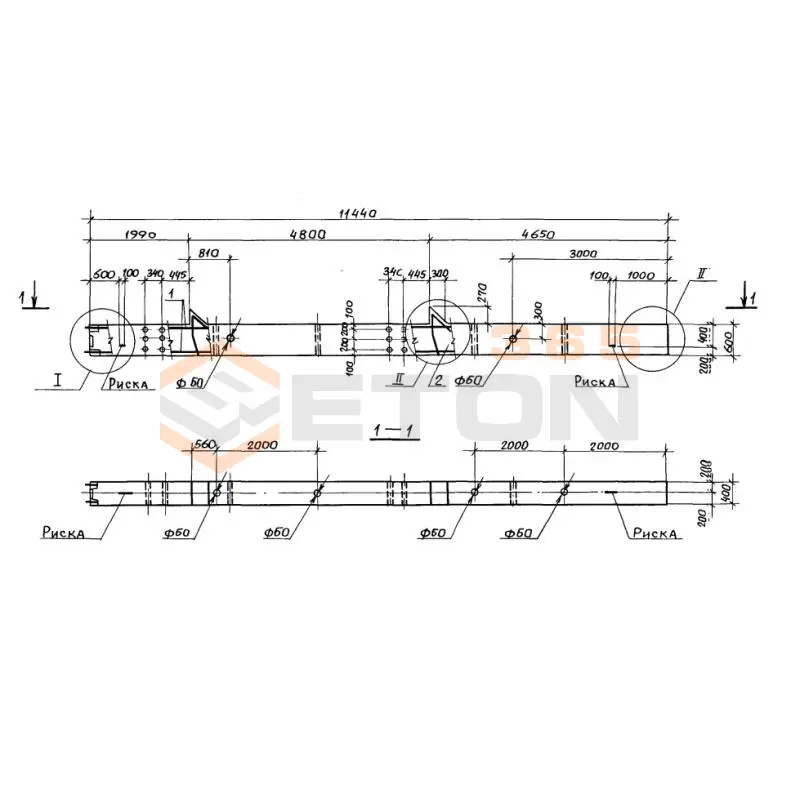 Колонны высотой 4,8; 6,0-4,8 м Серия 1.420.1-20с К 1-10 с