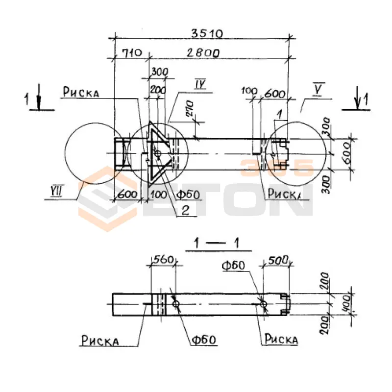 Колонны высотой 4,8; 6,0-4,8 м Серия 1.420.1-20с К 10-2 с
