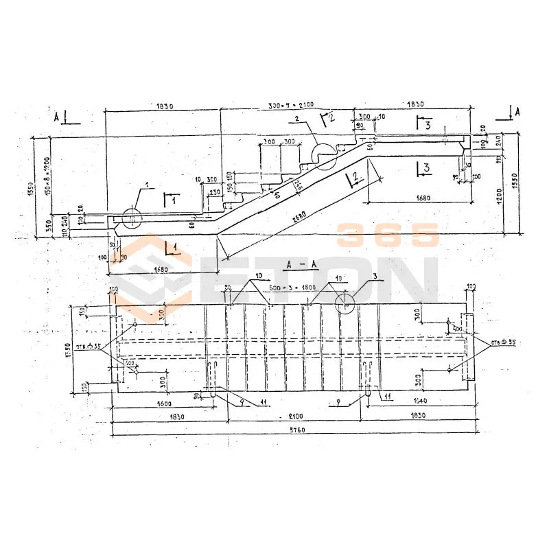 Лестничные марш-площадки Серия 1.258 КЛ-2 ЛМР 58-14-12-5 т-1