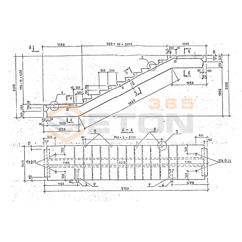 Лестничные марш-площадки Серия 1.258 КЛ-2 ЛМР 58-12-17-5 т-1
