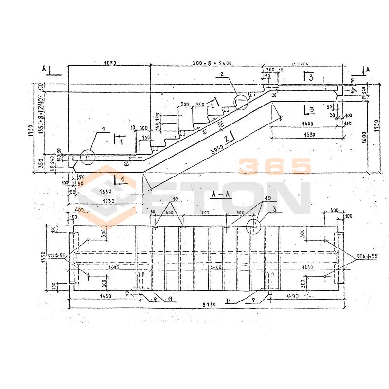 Лестничные марш-площадки Серия 1.258 КЛ-2 ЛМР 58-14-14-5 т-1