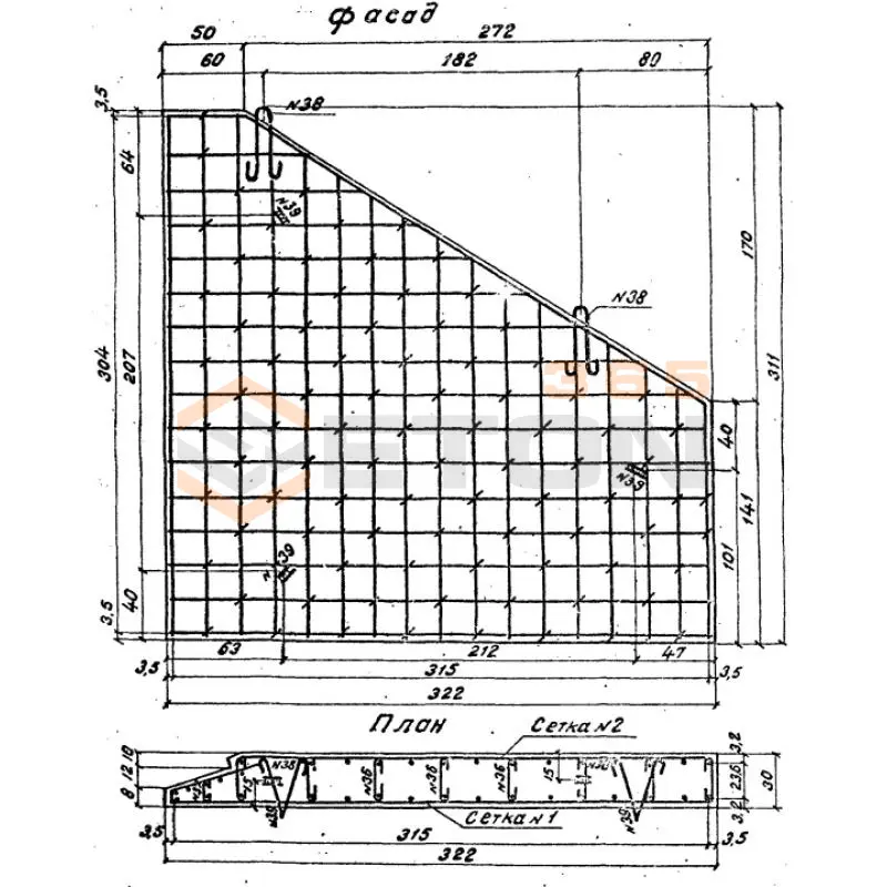 Откосные стенки серия 3.501.1-144 ( Серия 3.501-59, шифр 1484 ) Блок 41