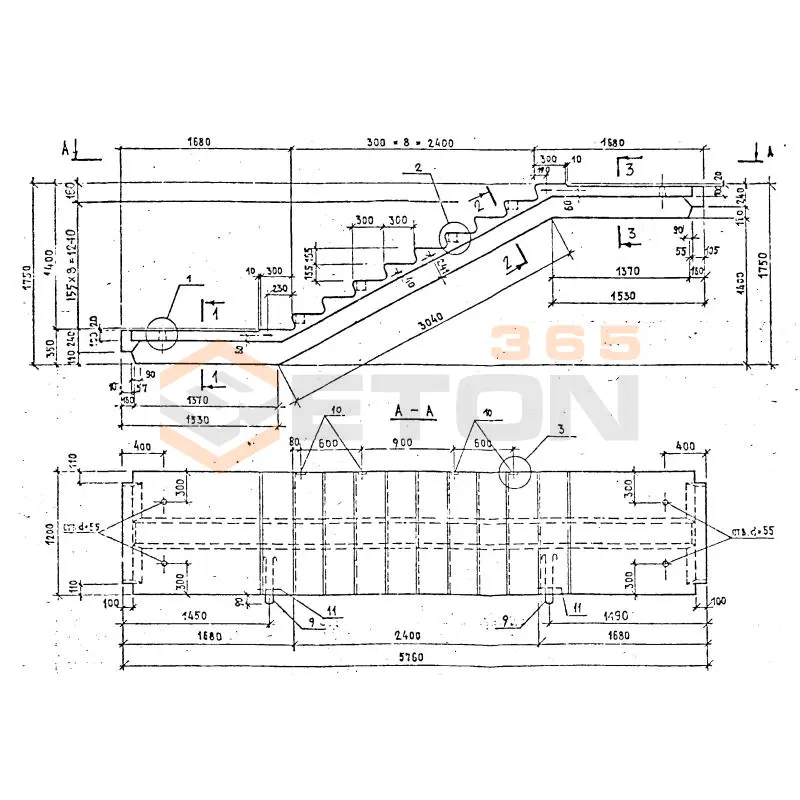 Лестничные марш-площадки Серия 1.258 КЛ-2 ЛМР 58-12-14-5 т-1